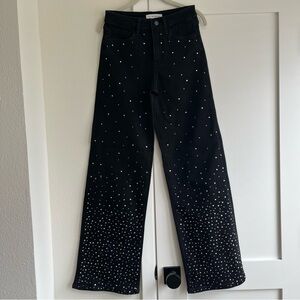 Flying Monkey Black Wide-Leg Jeweled Jeans